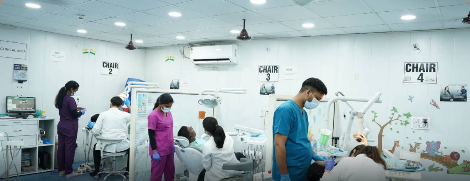 The clinical area of a DantAssure partner clinic, with treatment chairs in use